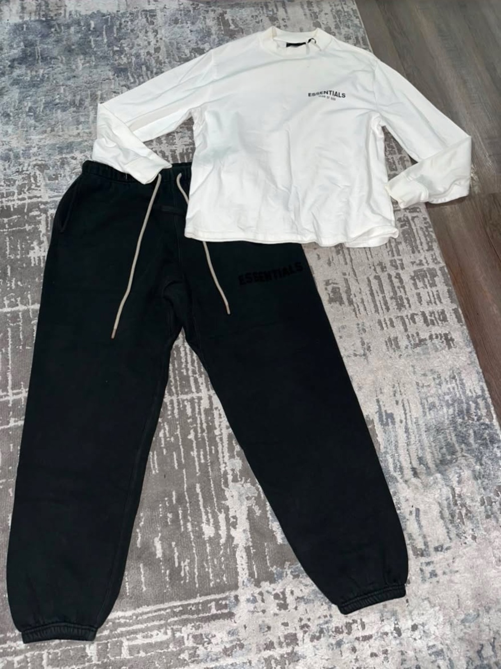 Essentials Kids Black Jogger Sweatpants with Tan Drawstrings